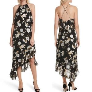 Alice + Olivia Silk Floral Asymmetrical Maxi Dress Size 2‎